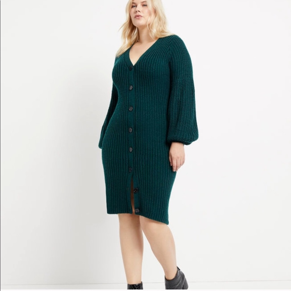 Eloquii Green Sweater Dress Cardigan